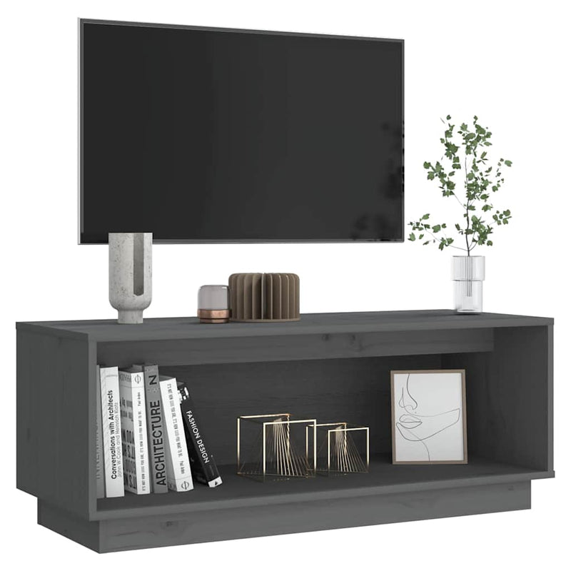 Comodă TV, gri, 90x35x35 cm, lemn masiv de pin