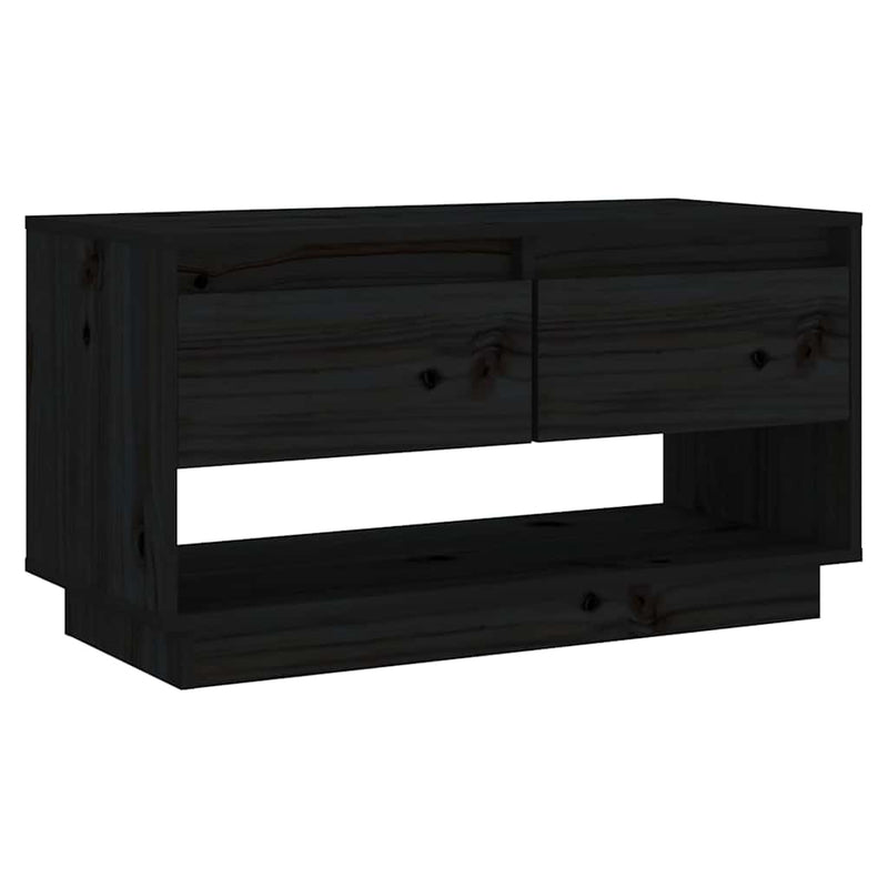 Comodă TV, negru, 74x34x40 cm, lemn masiv de pin