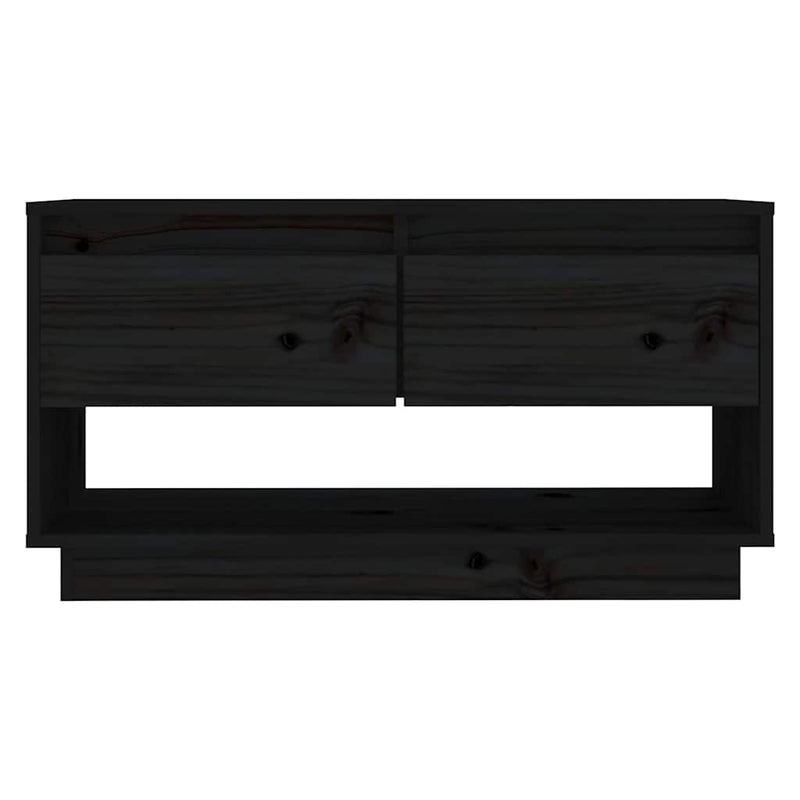 Comodă TV, negru, 74x34x40 cm, lemn masiv de pin