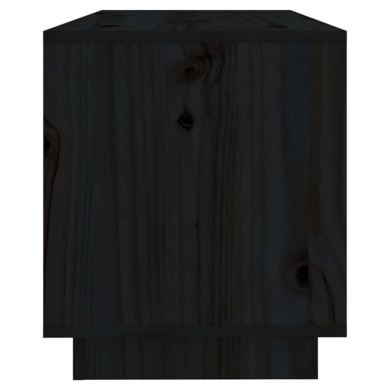 Comodă TV, negru, 74x34x40 cm, lemn masiv de pin