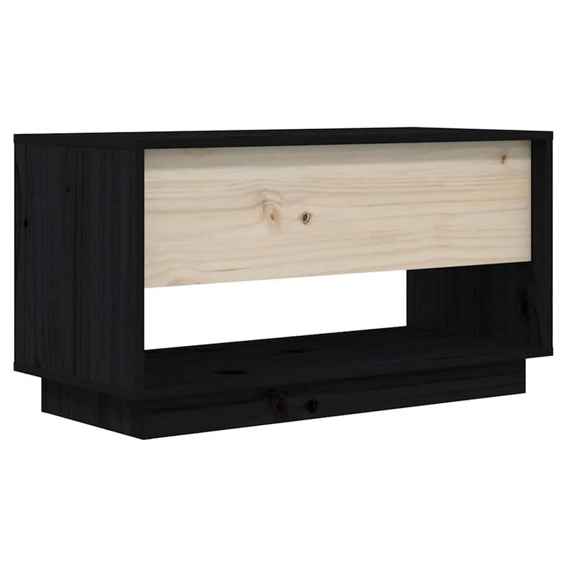 Comodă TV, negru, 74x34x40 cm, lemn masiv de pin