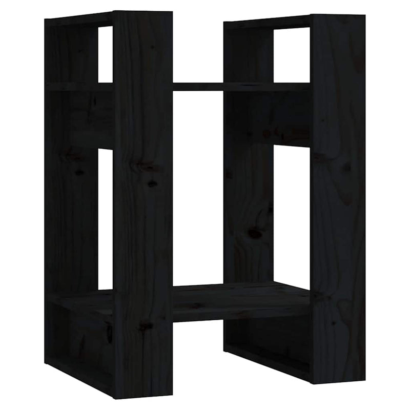 Bibliotecă/Separator cameră negru 41x35x57 cm lemn masiv pin