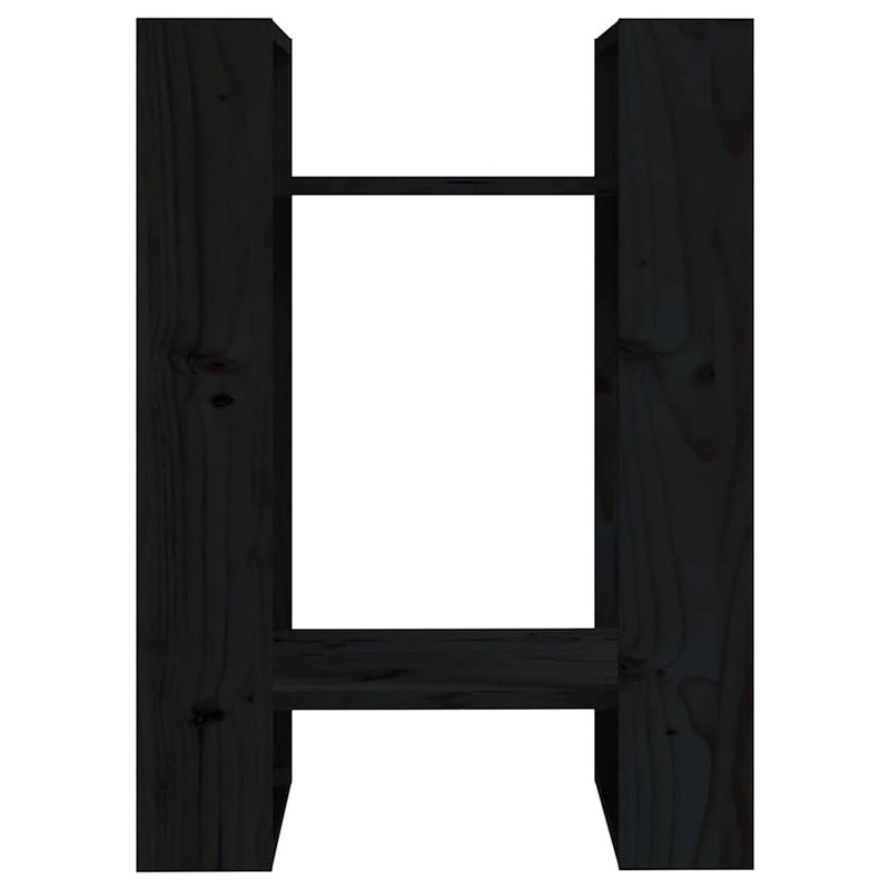 Bibliotecă/Separator cameră negru 41x35x57 cm lemn masiv pin