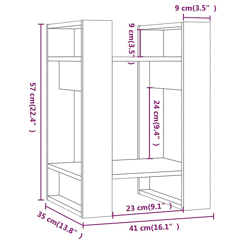 Bibliotecă/Separator cameră negru 41x35x57 cm lemn masiv pin