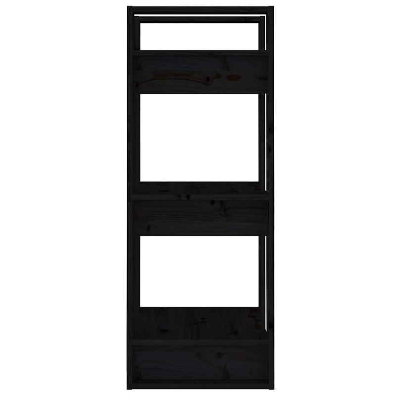 Bibliotecă/Separator cameră, negru, 41x35x91 cm, lemn masiv pin
