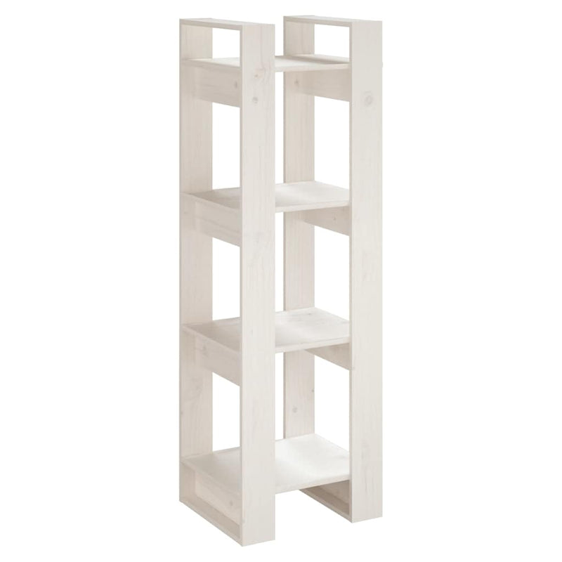 Bibliotecă/Separator cameră, alb, 41x35x125 cm, lemn masiv pin