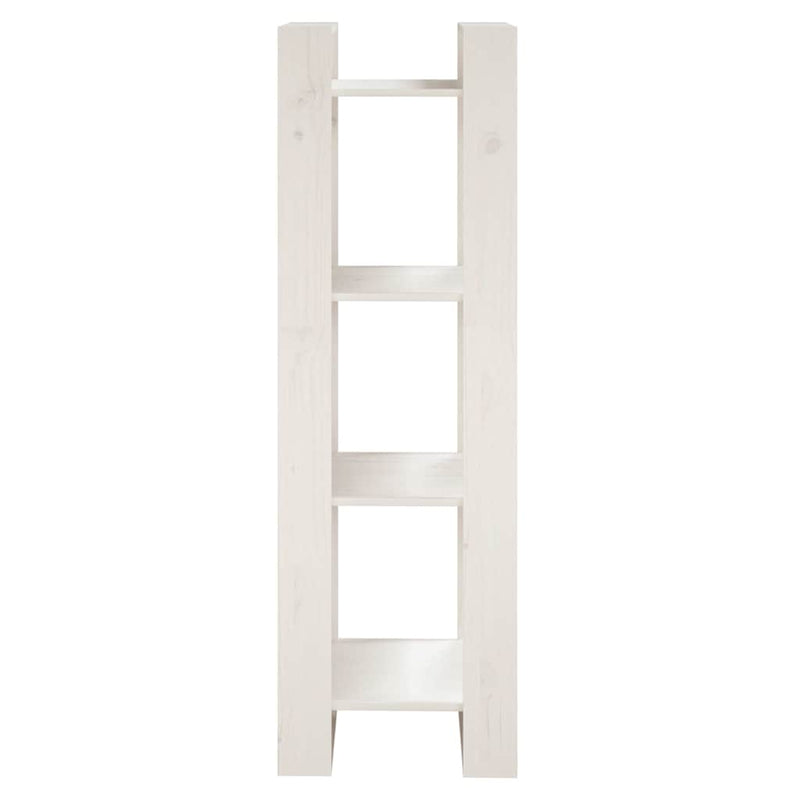 Bibliotecă/Separator cameră, alb, 41x35x125 cm, lemn masiv pin