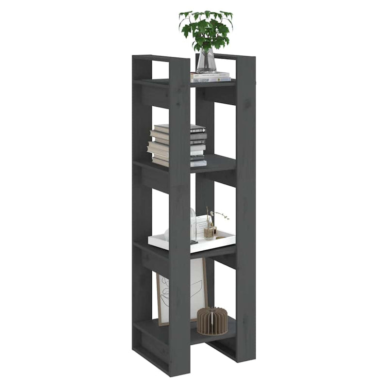 Bibliotecă/Separator cameră, gri, 41x35x125 cm, lemn masiv pin