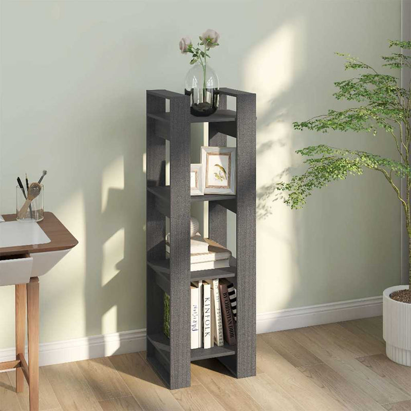 Bibliotecă/Separator cameră, gri, 41x35x125 cm, lemn masiv pin