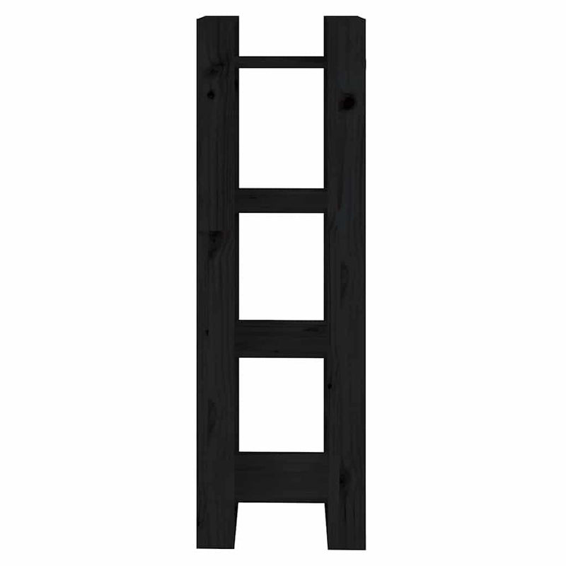 Bibliotecă/Separator cameră negru 41x35x125 cm lemn masiv pin