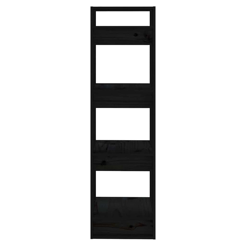 Bibliotecă/Separator cameră negru 41x35x125 cm lemn masiv pin