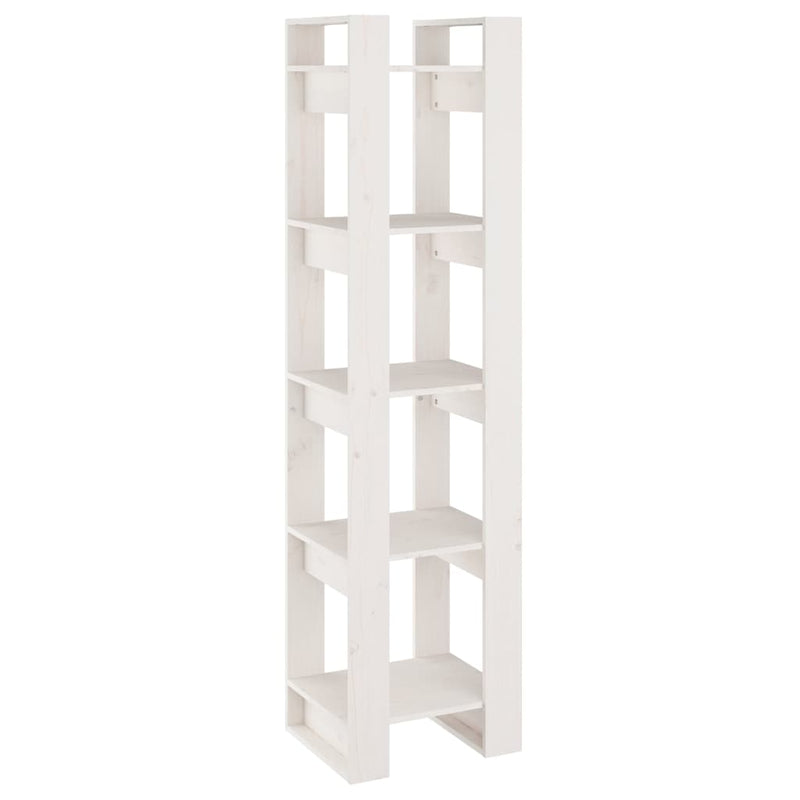 Bibliotecă/Separator cameră, alb, 41x35x160 cm, lemn masiv pin