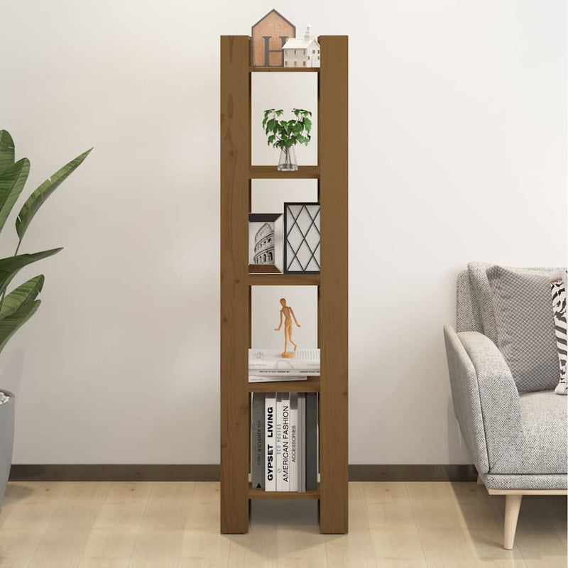 Bibliotecă/Separator cameră, maro miere, 41x35x160 cm, lemn pin