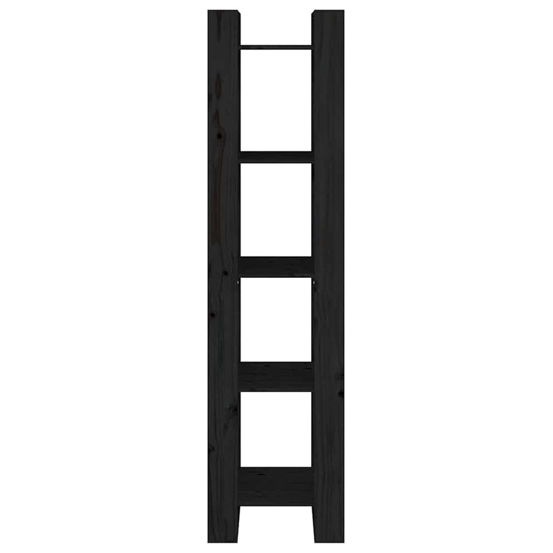 Bibliotecă/Separator cameră negru 41x35x160 cm lemn masiv pin