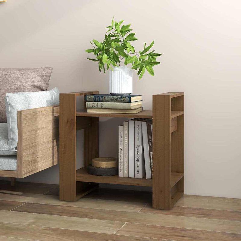 Bibliotecă/Separator cameră maro miere, 60x35x57 cm, lemn masiv
