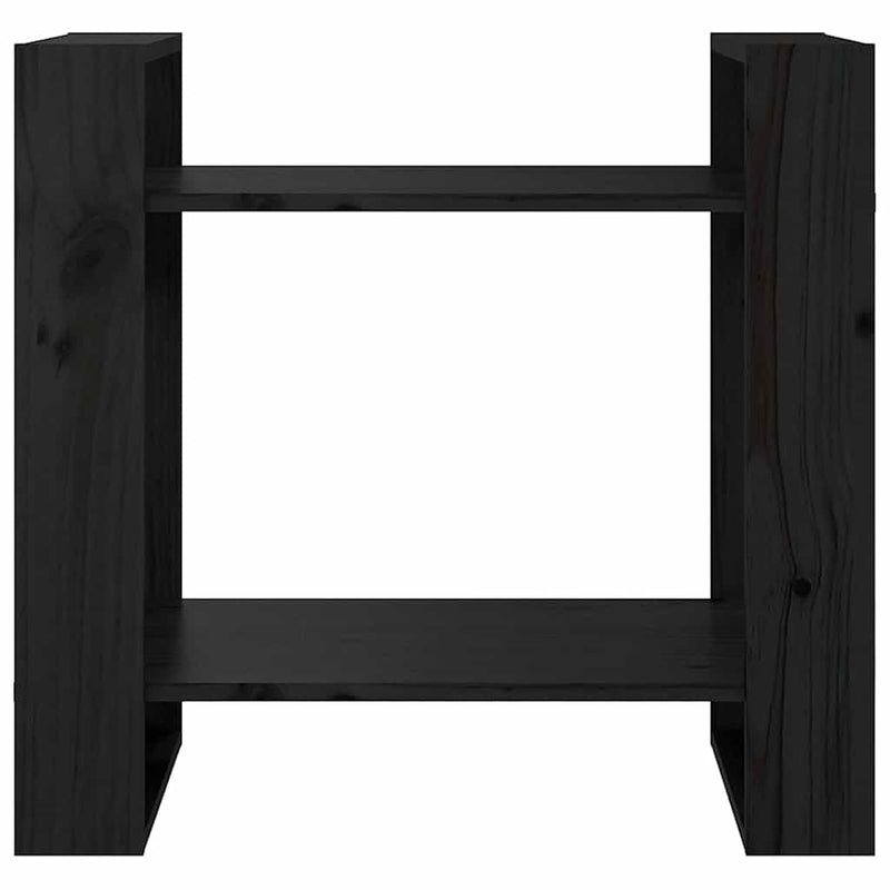 Bibliotecă/Separator cameră negru 60x35x57 cm lemn masiv pin