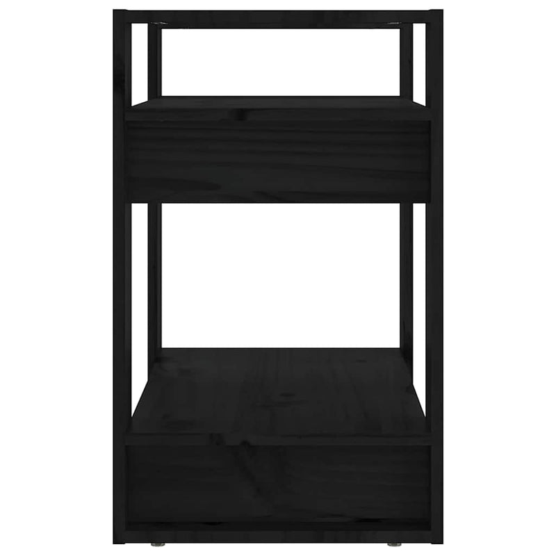 Bibliotecă/Separator cameră negru 60x35x57 cm lemn masiv pin