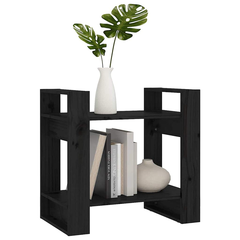 Bibliotecă/Separator cameră negru 60x35x57 cm lemn masiv pin