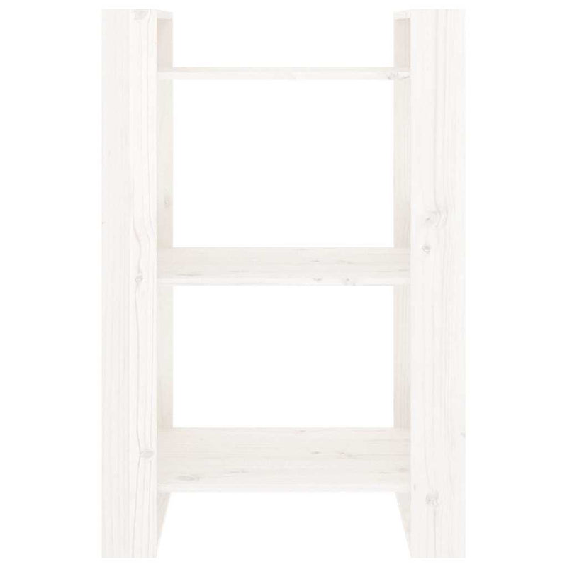 Bibliotecă/Separator cameră, alb,60x35x91 cm, lemn masiv pin