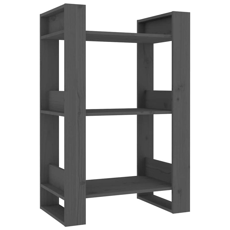 Bibliotecă/Separator cameră, gri, 60x35x91 cm, lemn masiv pin