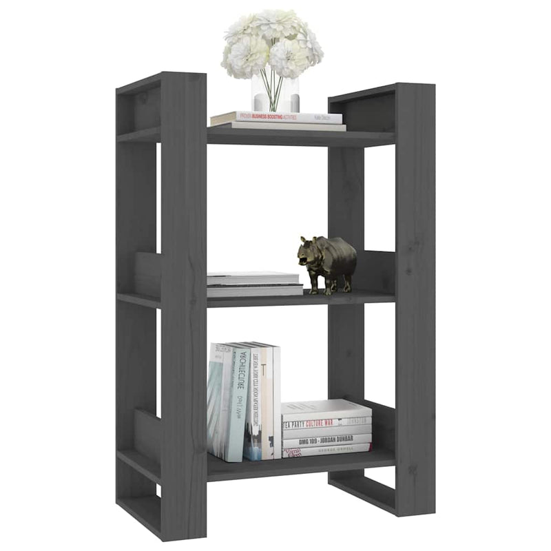 Bibliotecă/Separator cameră, gri, 60x35x91 cm, lemn masiv pin