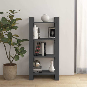 Bibliotecă/Separator cameră,gri, 60x35x125 cm, lemn masiv pin