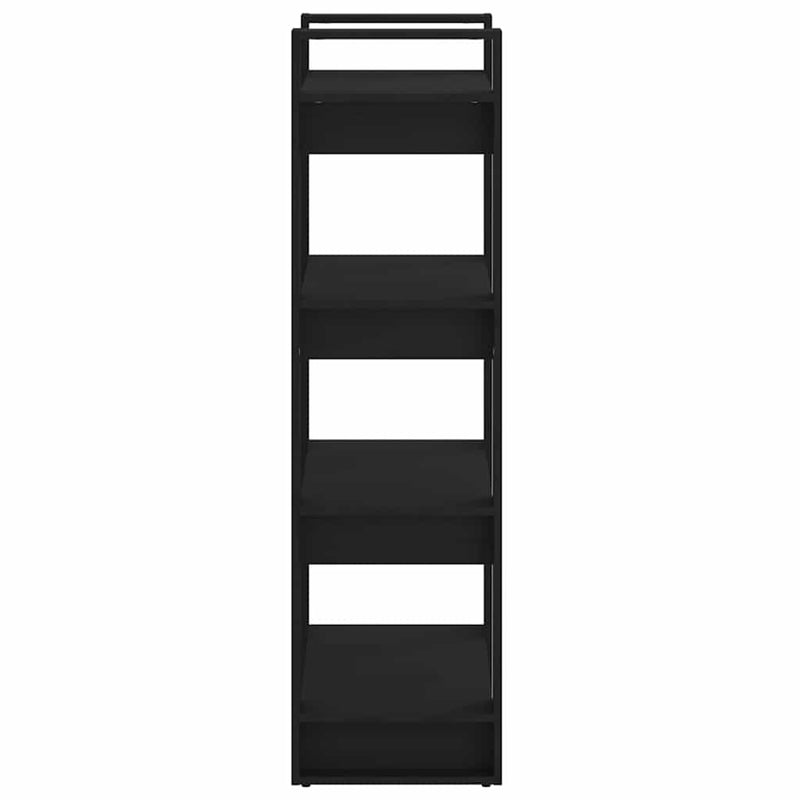 Bibliotecă/Separator cameră,negru, 60x35x125 cm, lemn masiv pin