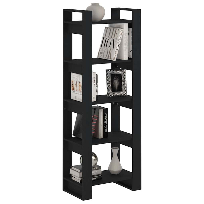 Bibliotecă/Separator cameră, negru, 60x35x160 cm, lemn masiv