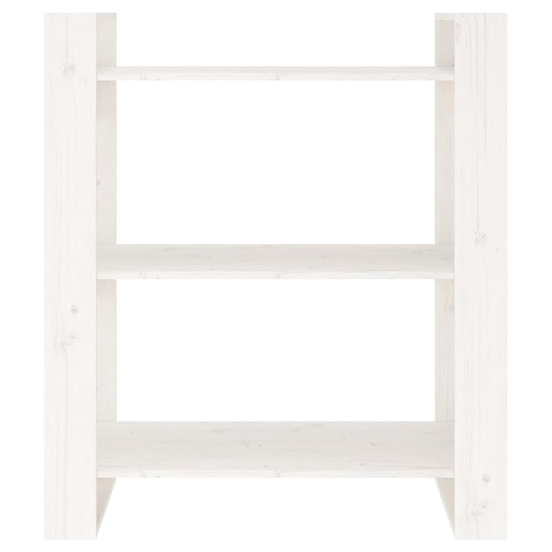 Bibliotecă/Separator cameră, alb, 80x35x91 cm, lemn masiv pin