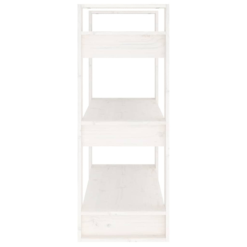 Bibliotecă/Separator cameră, alb, 80x35x91 cm, lemn masiv pin