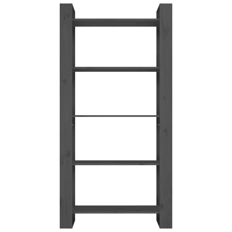 Bibliotecă/Separator cameră, gri, 80x35x160 cm, lemn masiv pin