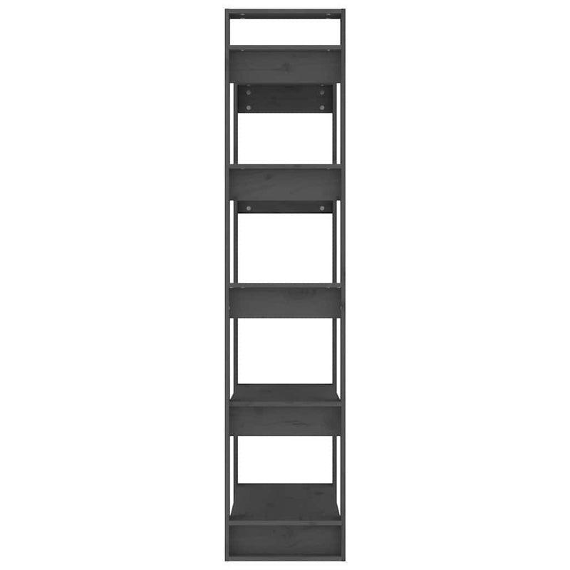 Bibliotecă/Separator cameră, gri, 80x35x160 cm, lemn masiv pin