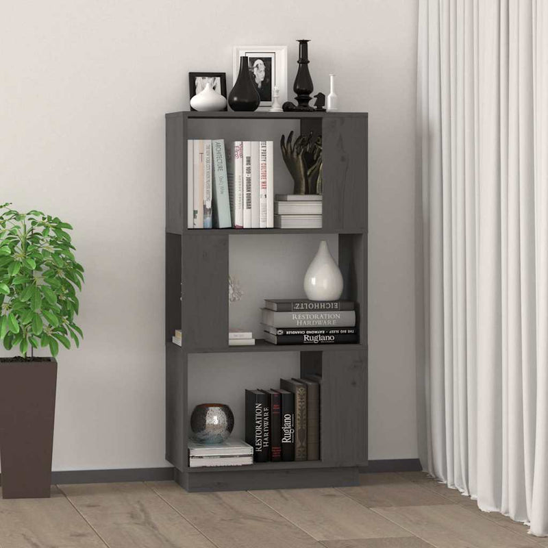 Bibliotecă/Separator cameră, gri, 51x25x101 cm lemn masiv pin