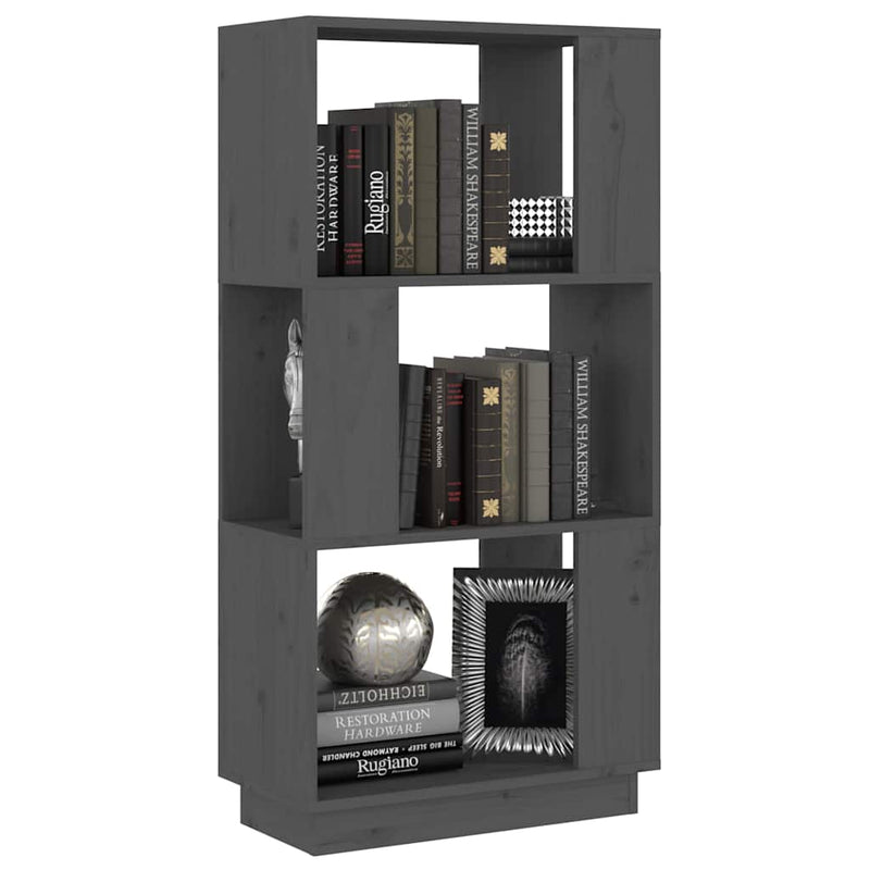 Bibliotecă/Separator cameră, gri, 51x25x101 cm lemn masiv pin