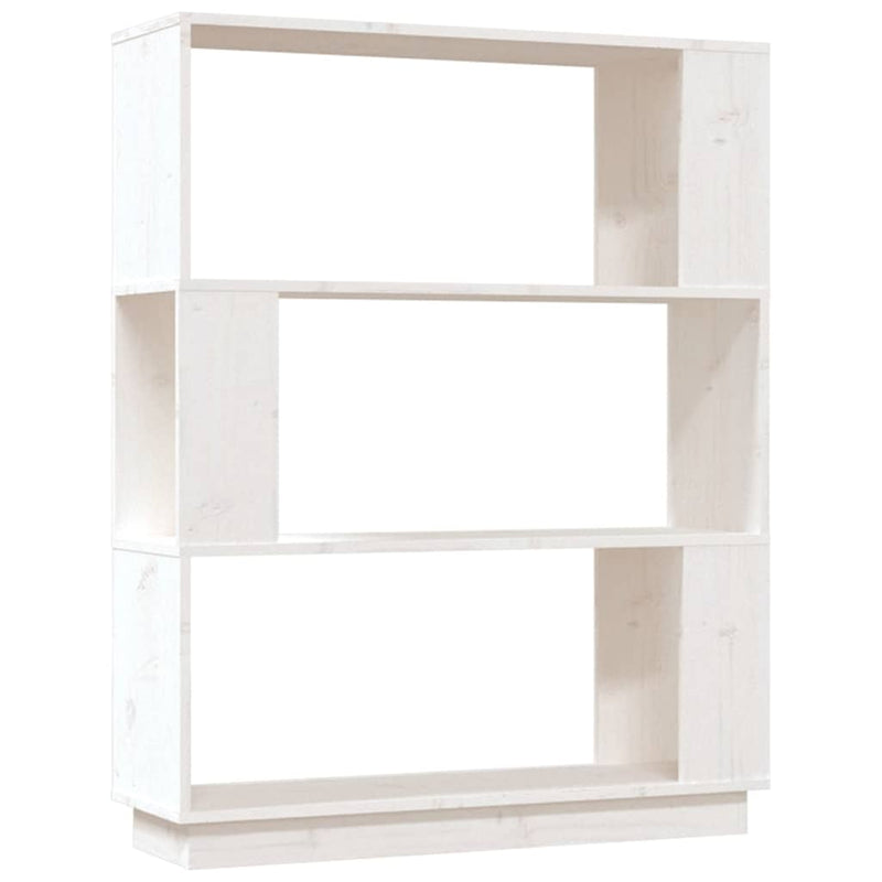 Bibliotecă/Separator cameră, alb, 80x25x101 cm, lemn masiv pin