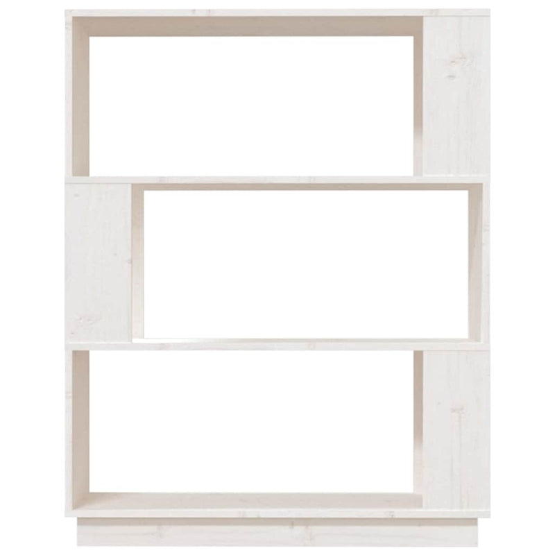 Bibliotecă/Separator cameră, alb, 80x25x101 cm, lemn masiv pin