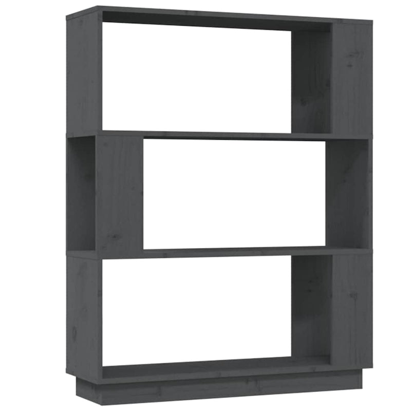 Bibliotecă/Separator cameră, gri, 80x25x101 cm lemn masiv pin