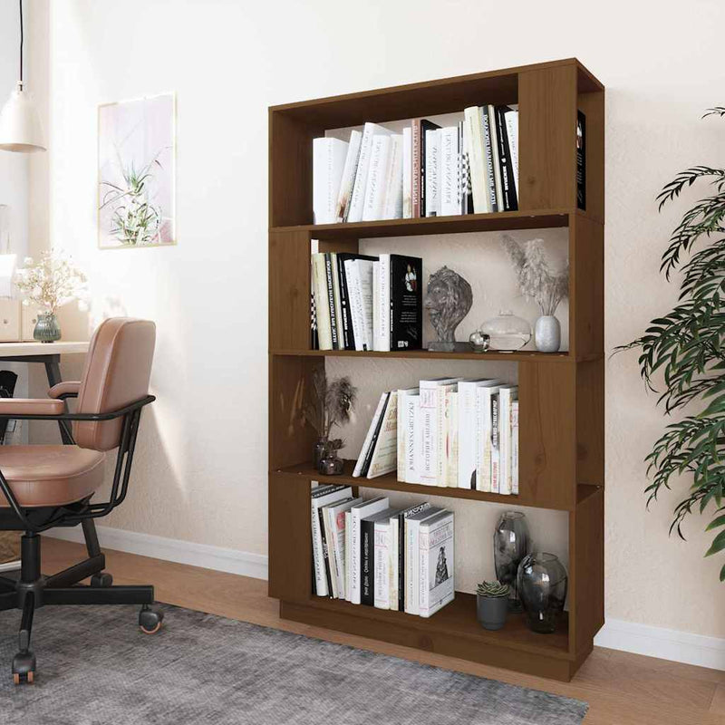 Bibliotecă/Separator cameră maro miere, 80x25x132 cm lemn pin