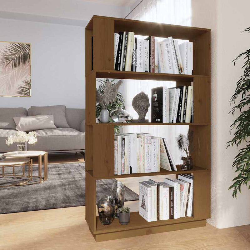 Bibliotecă/Separator cameră maro miere, 80x25x132 cm lemn pin