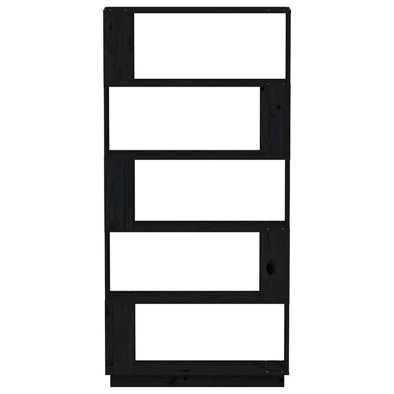 Bibliotecă/Separator cameră negru 80x25x163,5 cm lemn masiv pin