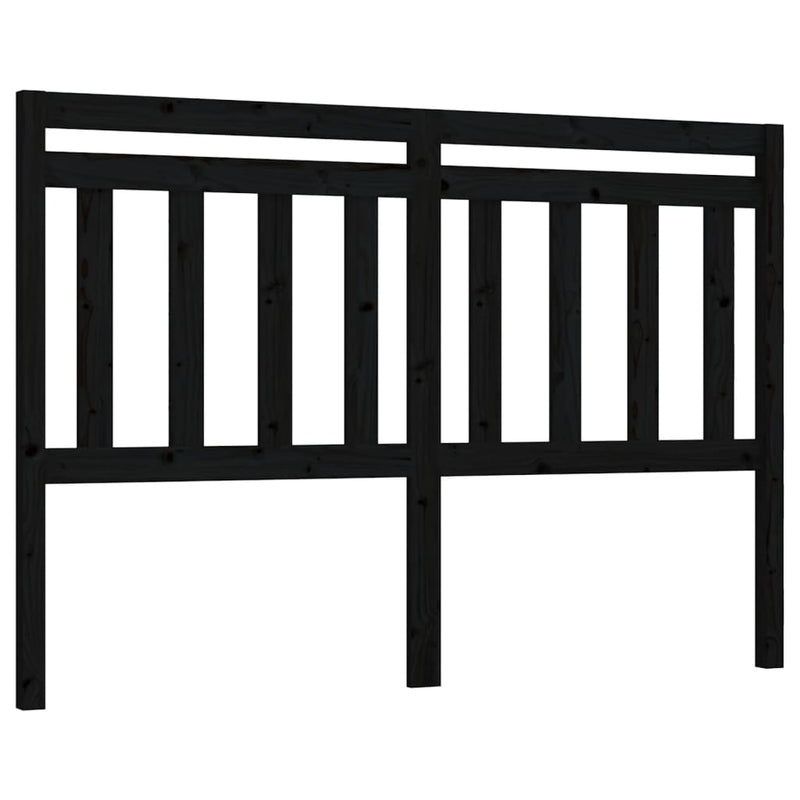 Tăblie de pat, negru, 146x4x100 cm, lemn masiv de pin