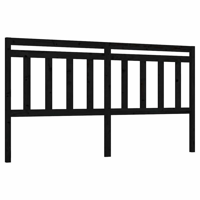 Tăblie de pat, negru, 186x4x100 cm, lemn masiv de pin