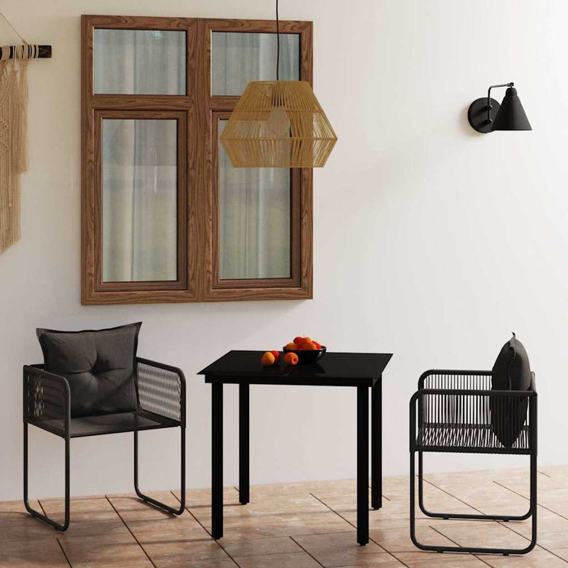 Set de mobilier pentru grădină, 3 piese, negru