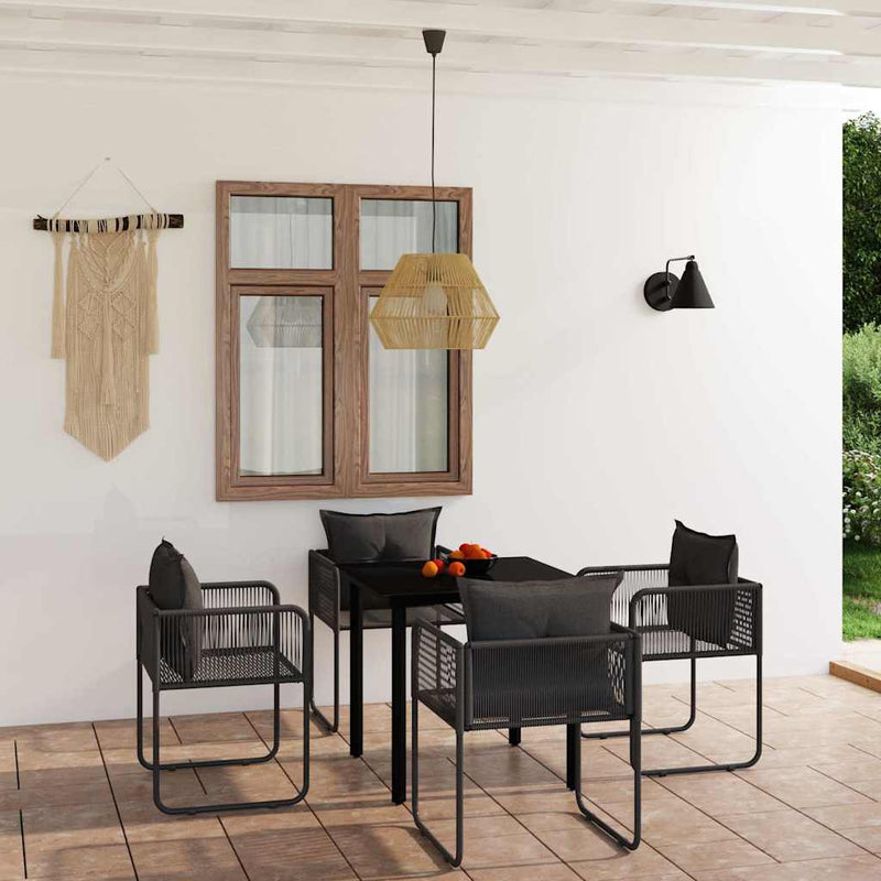 Set de servit masa pentru grădină, 5 piese, negru
