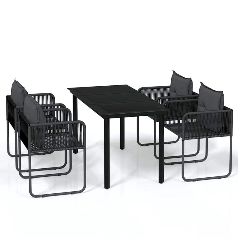 Set de servit masa pentru grădină, 5 piese, negru