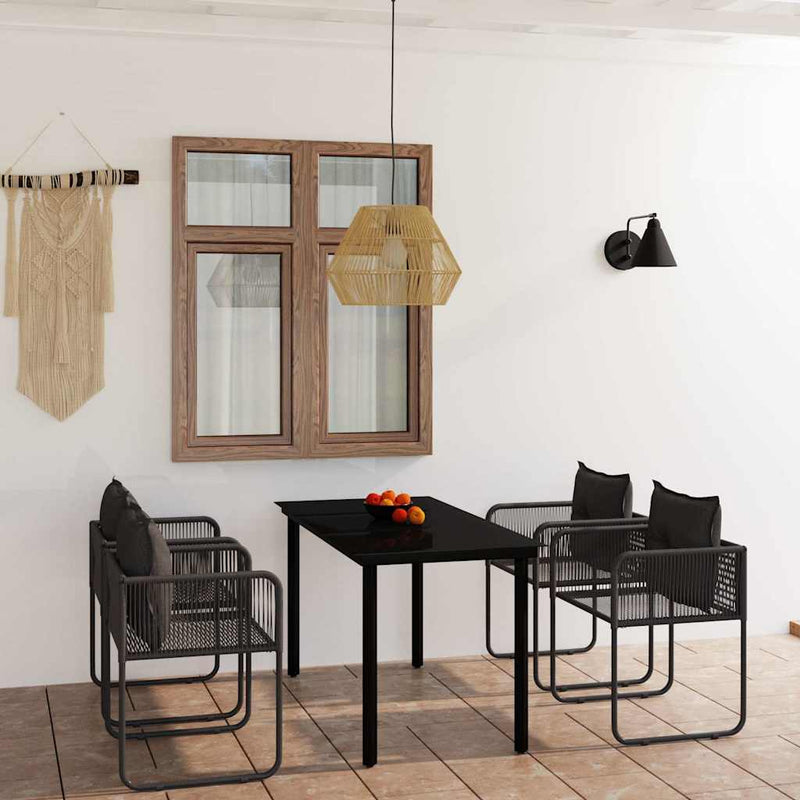Set de servit masa pentru grădină, 5 piese, negru
