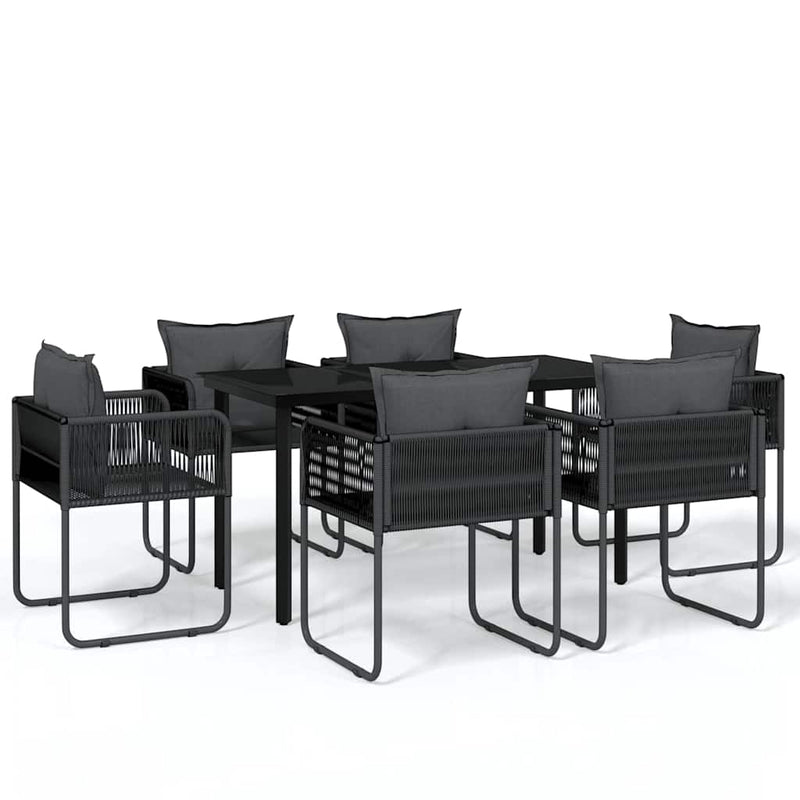Set de servit masa pentru grădină, 7 piese, negru
