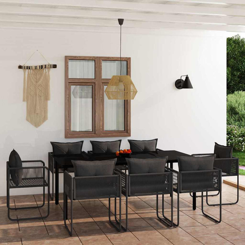 Set de mobilier pentru grădină, 9 piese, negru