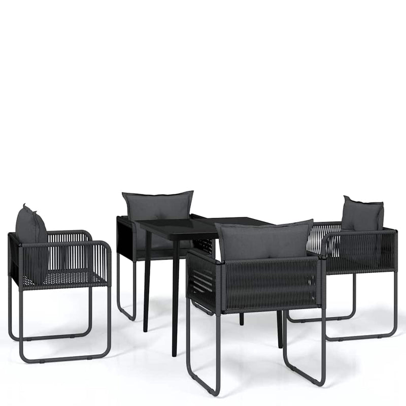 Set de servit masa pentru grădină, 5 piese, negru