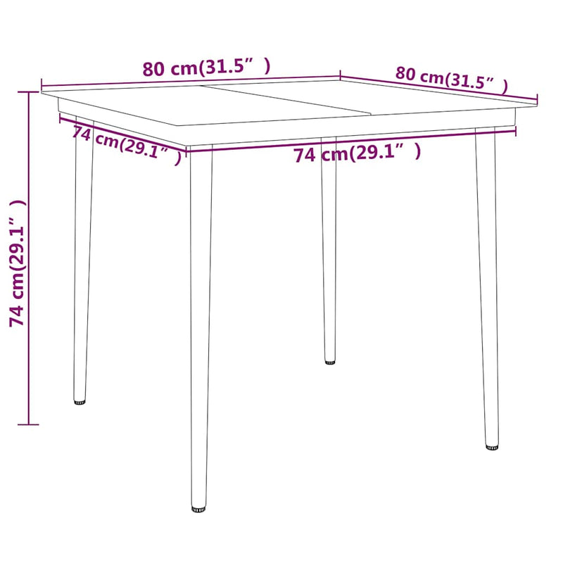Set de servit masa pentru grădină, 5 piese, negru